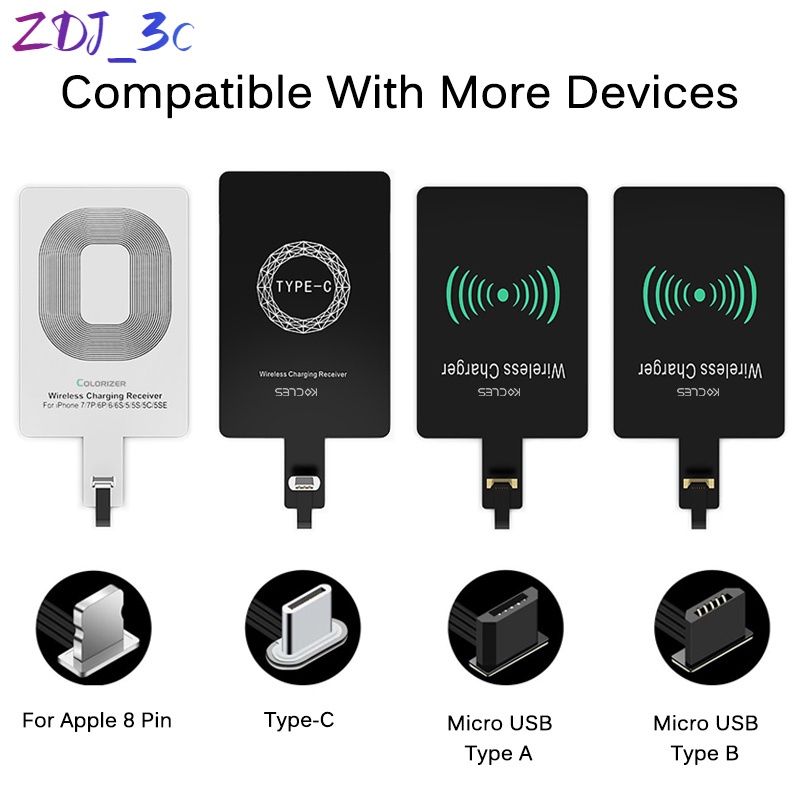 Bộ Nhận Sạc Không Dây Qi Cho iPhone 7 6s Plus 5s Micro USB Type C