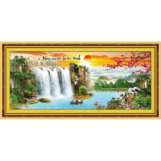 Tranh Thêu Chữ Thập 3D Non Nước Hữu Tình 222989 (KHÁCH TỰ THÊU) KT:136X61CM