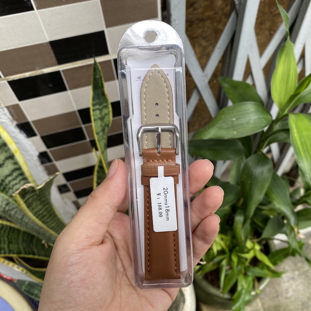[HÀNG NHẬP] Dây Da Đồng Hồ Da Bò mặt cật  Mềm mại chống thấm nước BO-34 nhiều size 12 14 16 18 20 22 24mm