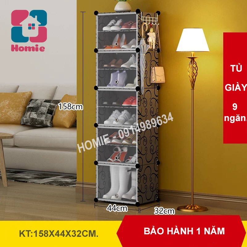 {Mẫu mới} Tủ giày 9 ngăn (1 ô bốt) Cao 158cm Rộng44cm Sâu32cm