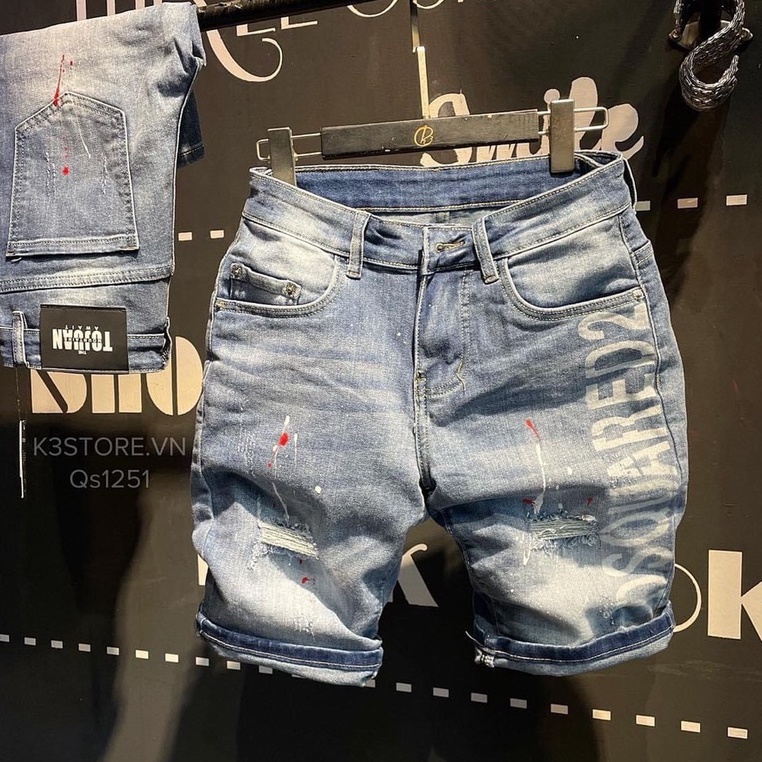 Quần short jean nam xanh rách phong cách cao cấp - chất liệu denim co dãn tốt (from chuẩn)Lady-Hn Store88 ms 401