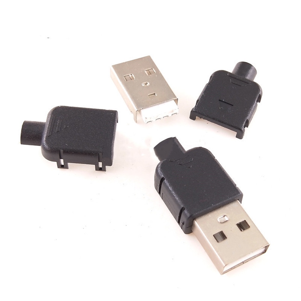 Đầu kết nối USB 2.0 loại A 4 Pin DIY màu đen