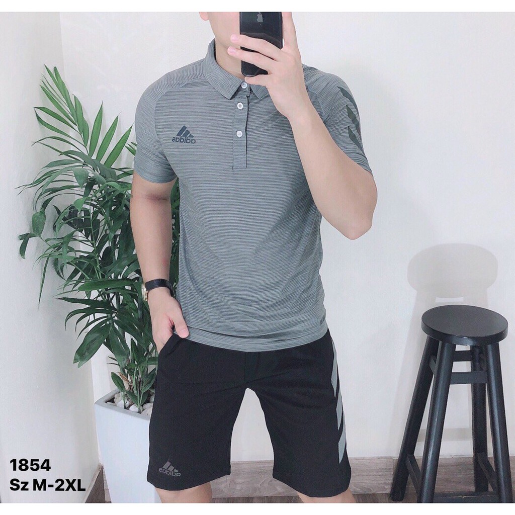 Quần áo thể thao đồ bộ nam mặc nhà mùa hè thun lạnh ngắn tay có cổ cao cấp | BigBuy360 - bigbuy360.vn