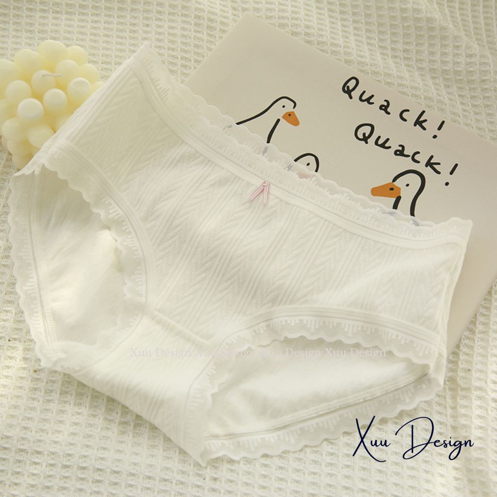 Quần lót nữ XUU vải cotton phối viền ren tông màu pastel co dãn kháng khuẩn - QC132