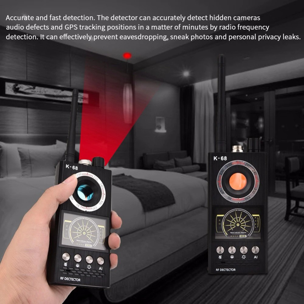 THIẾT BỊ DÒ TÌM PHÁT HIỆN CAMERA QUAY TRỘM, ĐỊNH VỊ GPS, MÁY GHI ÂM NGHE TRỘM, NGHE LÉN K68