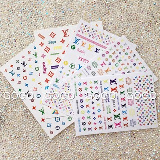Miếng Dán Móng Tay Nhiều Màu Sắc Họa Tiết LV Lớn