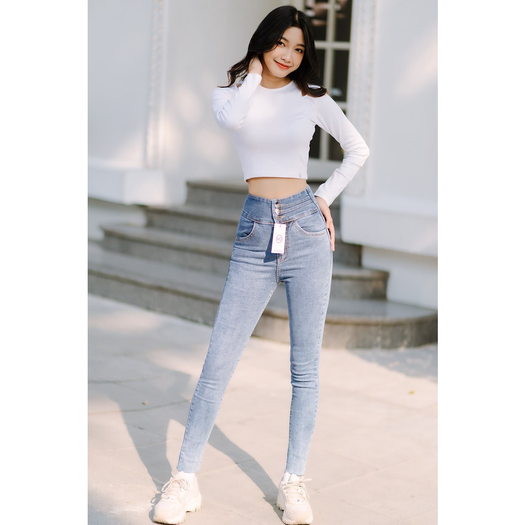 QUẦN JEAN CẠP CAO DÁNG ÔM SKINNY CHẤT SIÊU CO DÃN MÃ 3572