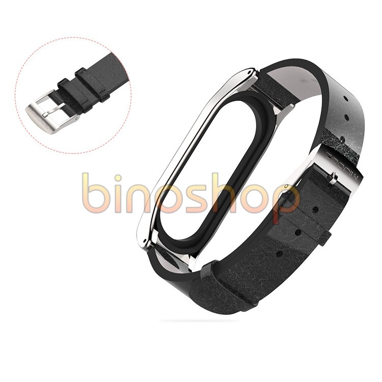 Dây đeo da miband 4, miband 3 PU CLASSIC chính hãng MIJOBS, dây đeo thay thế mi band 3, mi band 4 da PU MIJOBS