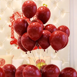 Bóng tròn màu đỏ lựu, bóng bay màu đỏ đậm ruby 2 lớp siêu dày size 10” inch trang trí sinh nhật, đám cưới