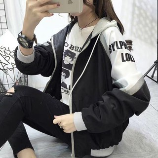 Áo khoác dù nữ phối chữ in cánh tay cá tính - Áo khoác đi mưa nhẹ - áo gió đẹp - áo khoát - áo chống nắng