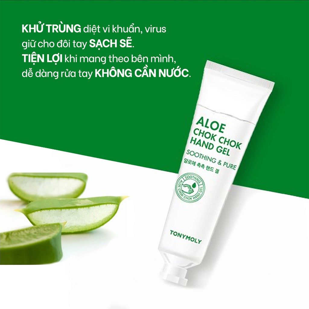 Gel rửa tay khô Tonymoly chiết xuất lô hội diệt khuẩn 99%