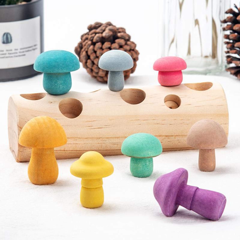 Đồ Chơi Giáo Dục Bằng Gỗ Hình Cây Nấm Nhiều Màu Sắc