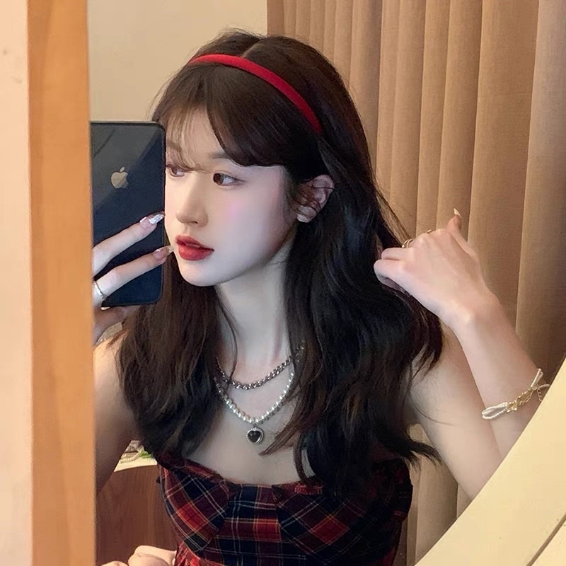 Bờm cài tóc trơn satin bản nhỏ, Băng đô nhiều màu