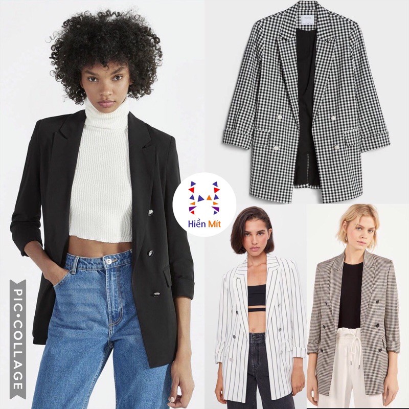 Bershka Đức  Áo blazer sale auth new tag cao cấp chính hãng BSK có sẵn vest khoác form dáng dài có lót hai 2 lớp độn vai | BigBuy360 - bigbuy360.vn