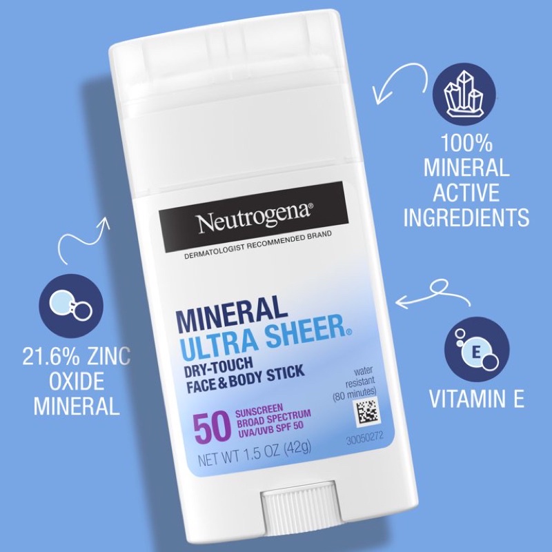 Sáp Chống Nắng Cho Mặt Và Toàn Thân Dạng Lăn Neutrogena Ultra Sheer Mineral Face & Body Stick Sunscreen SPF50 42g
