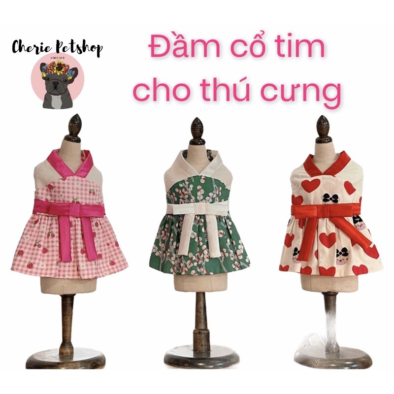 Đầm / váy cổ tim xinh xắn cho chó mèo