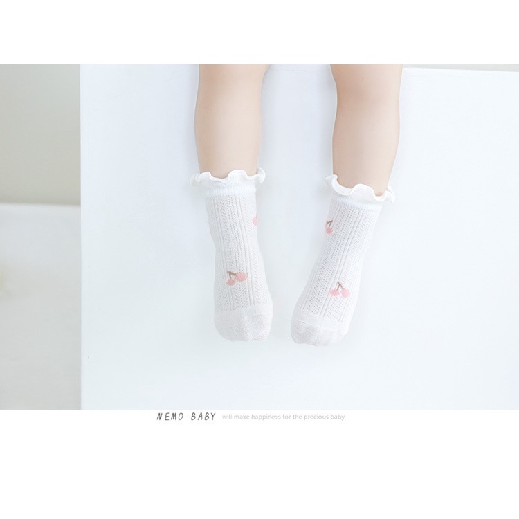 Tất/vớ lưới cổ bèo hoa văn cách điệu vintage phong cách Hàn Quốc cho bé gái chính hãng Nemo Baby