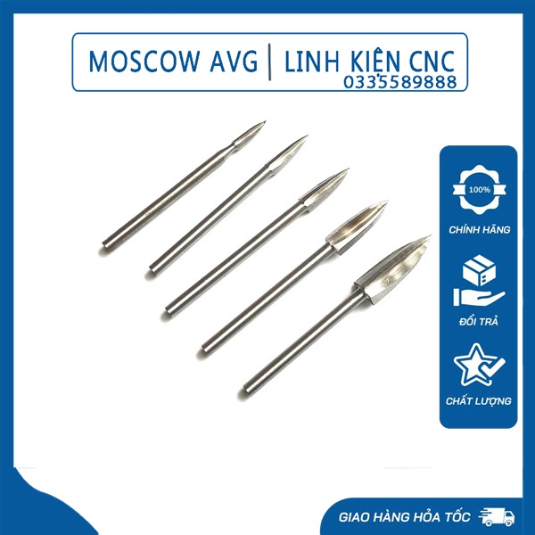 Mũi Nhọn Hình Khế Khoét Lỗ Làm Tượng Gỗ Cán 3mm Sử Dụng Máy Mài Khuôn Cầm Tay