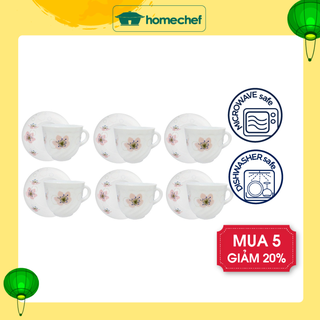 Bộ tách trà LarahBorosil Ikumi hoa đào B220I, thủy tinh cường lực, dùng vi sóng, máy rửa bát