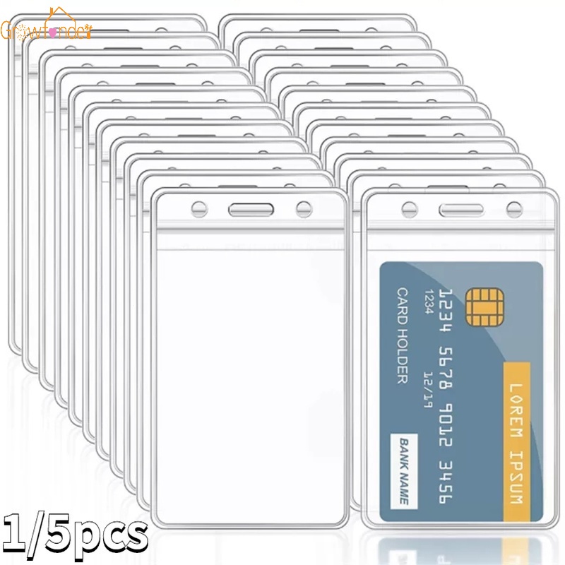 1/5 Bao Đựng Thẻ Bằng Nhựa PVC Mềm Trong Suốt Chống Thấm Nước Có Khóa Kéo Tiện Dụng