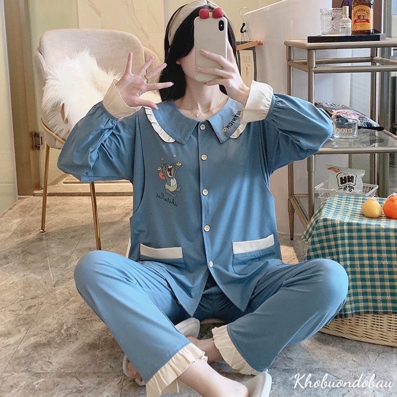 Bộ đồ bầu thu đông hoạt tiết dễ thương – Bộ đồ bầu dài tay chất cotton siêu mềm mại BD950