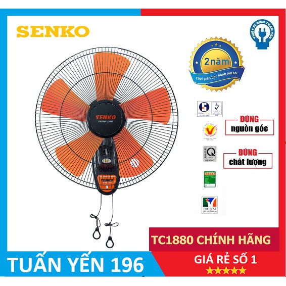 [giao hỏa tốc 1h] Quạt treo tường 2 dây Senko TC1880-Bảo Hành 2 Năm