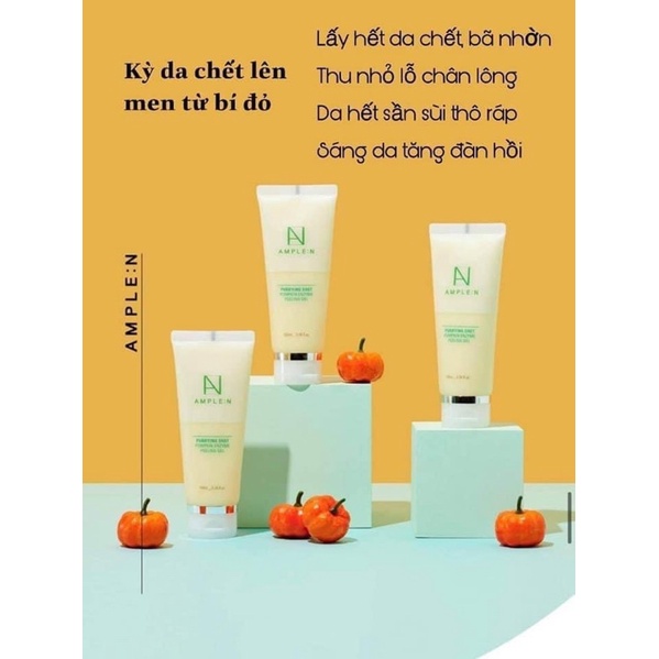 Tẩy Da Chết Bí Đỏ Ample:N Purifying Shot Pumpkin Enzyme Peeling Gel