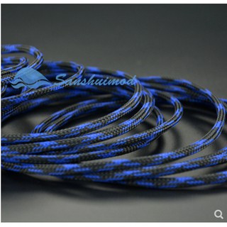 Hàng độc lạ - Dây lưới xanh dương đen 4mm bọc dây nguồn 16-18AWG