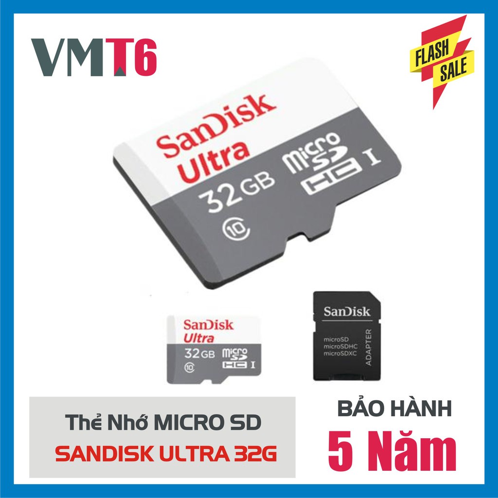 [Giảm giá sốc]Thẻ Nhớ MicroSDHC SanDisk Ultra 32GB Upto 80MB/S - Cam kết hàng chất lượng - Bảo hành 5 năm !