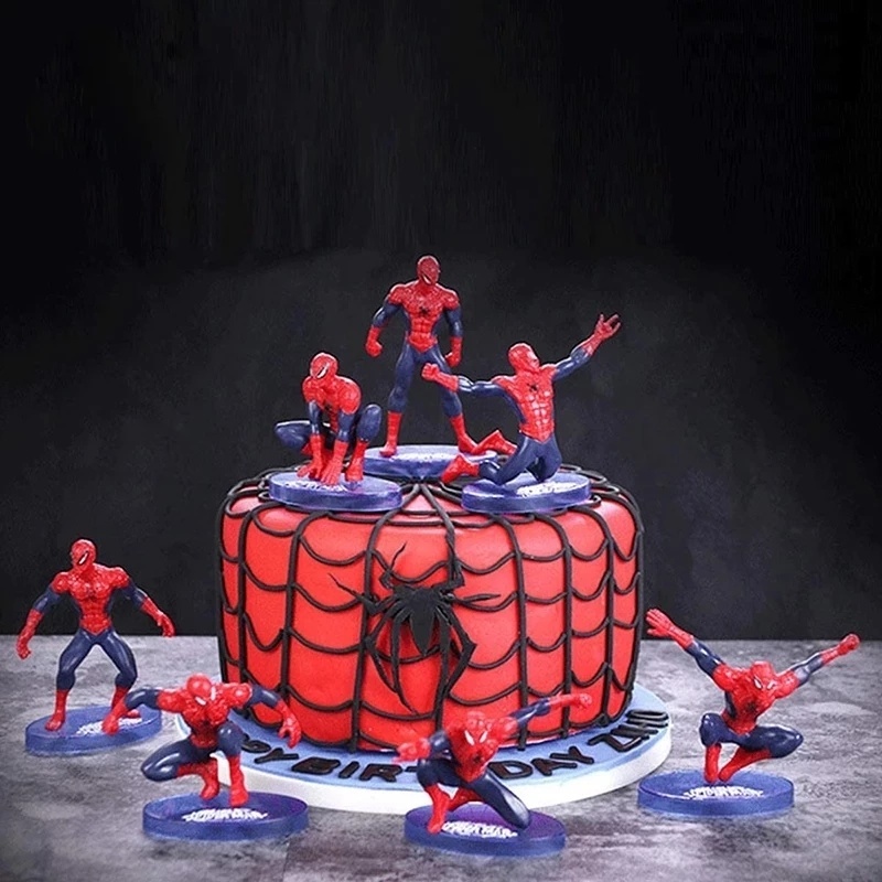 Set 7 Mô Hình Các Nhân Vật Siêu Anh Hùng Marvel Trang Trí Bánh Kem