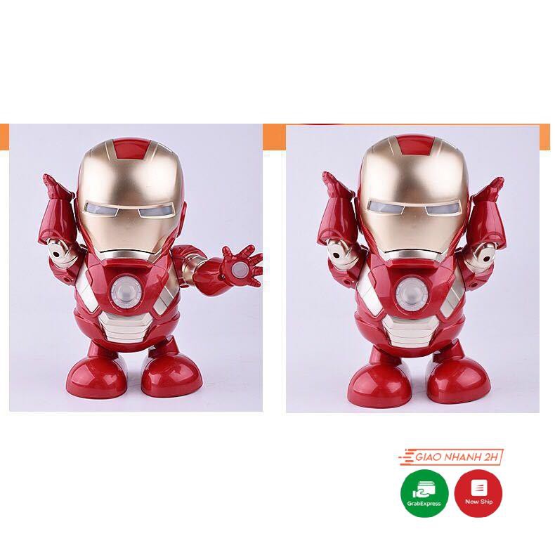 Đồ chơi Robot IronMan nhảy múa theo nhạc có đèn LED size lớn nhựa ABS an toàn cho sức khỏe của bé