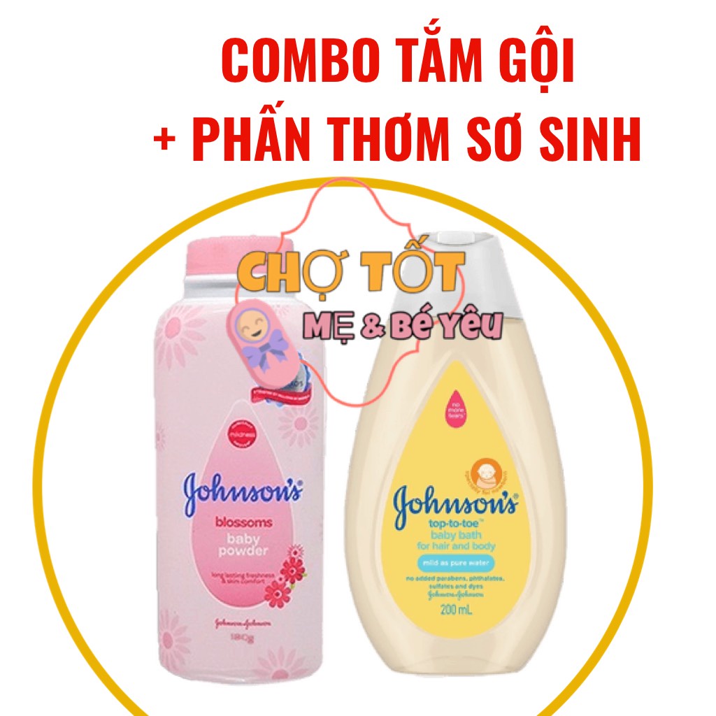 Combo Sữa Tắm Gội 2 in 1 , Phấn Thơm Cho Bé JOHNSON BABY