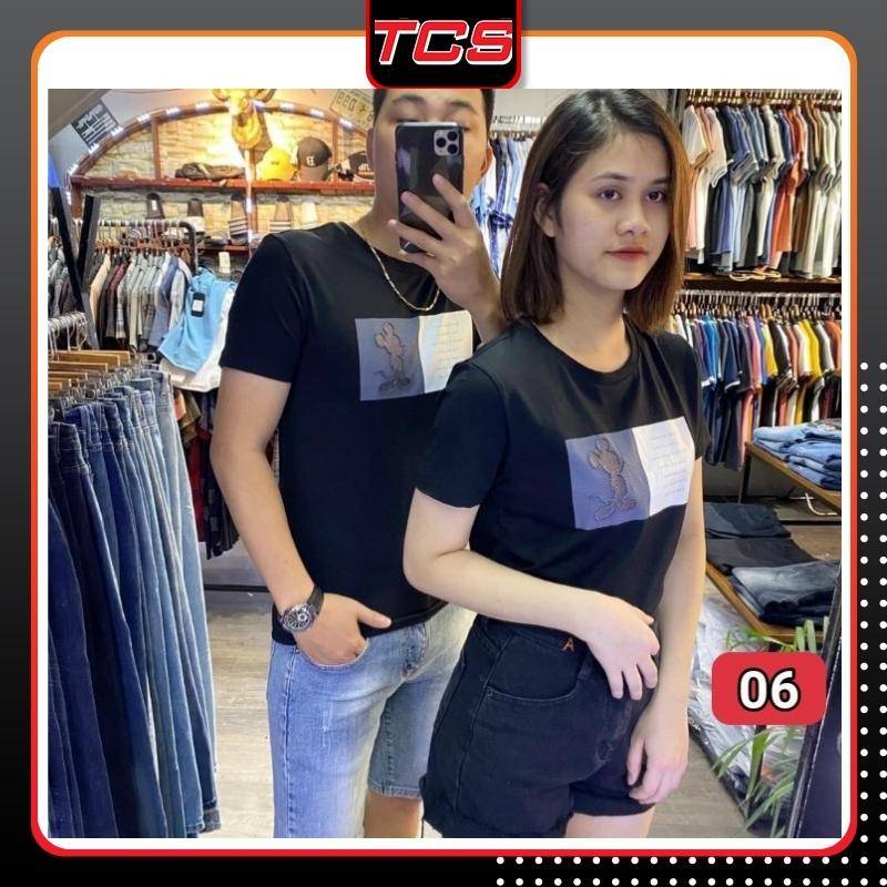 Áo thun cặp,áo phông không cổ chất cotton thời trang phong cách hàn quốc TCS 06