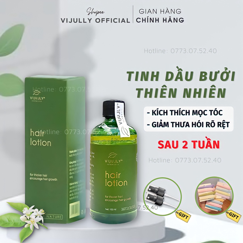 Xịt Tinh Dầu Bưởi VIJULLY Giúp Mọc Tóc Nhanh, Xịt Dưỡng Tóc Hair Lotion - Giảm Rụng Hiệu Quả 100% 100ml/chai