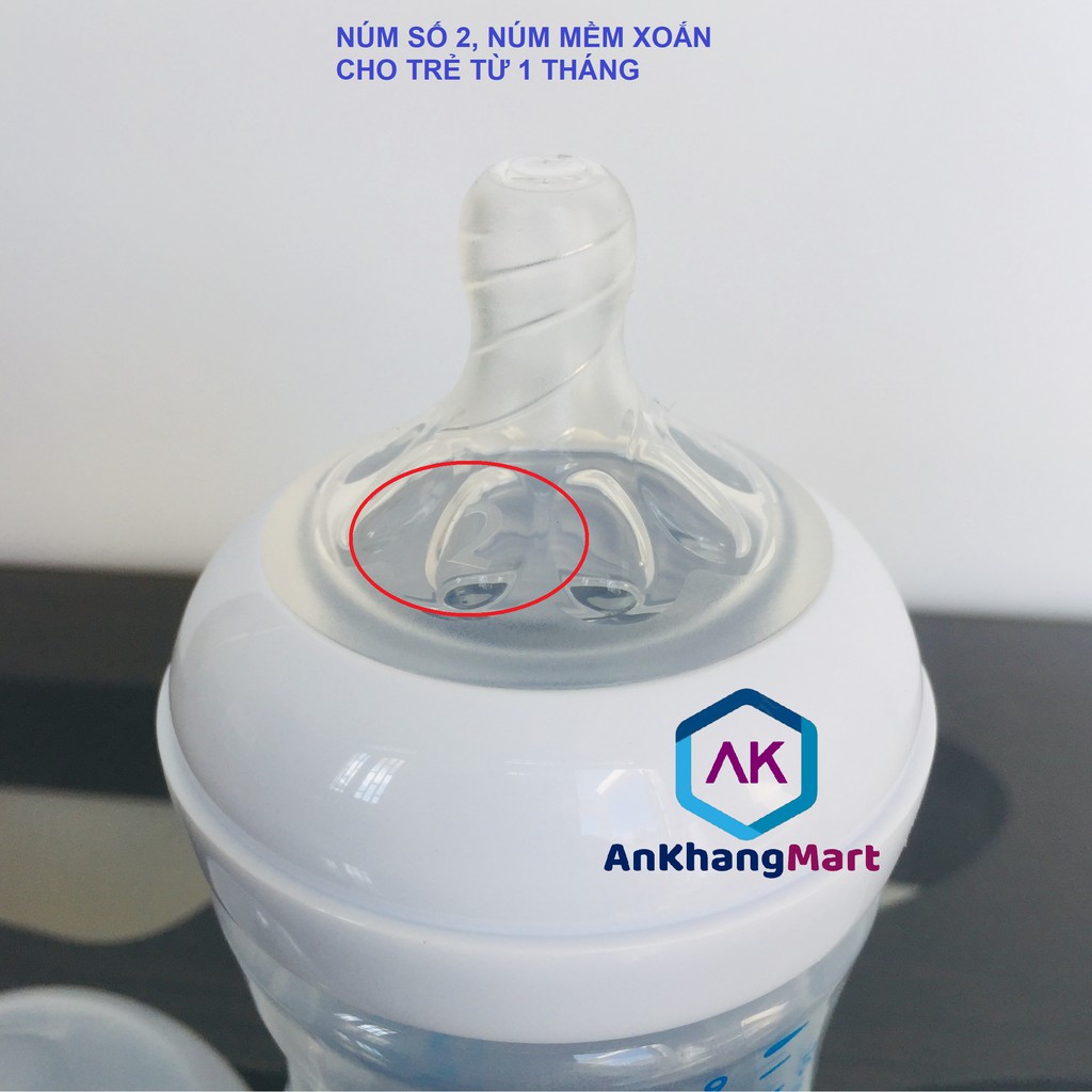 Bình Avent Nautural 260ml Các loại (Núm số 2, 1 tháng+)