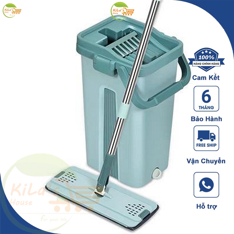 Bộ lau nhà tự vắt  𝐅𝐑𝐄𝐄𝐒𝐇𝐈𝐏  Bộ lau nhà xoay 360, bông chữ nhật, thấm hút cực sạch