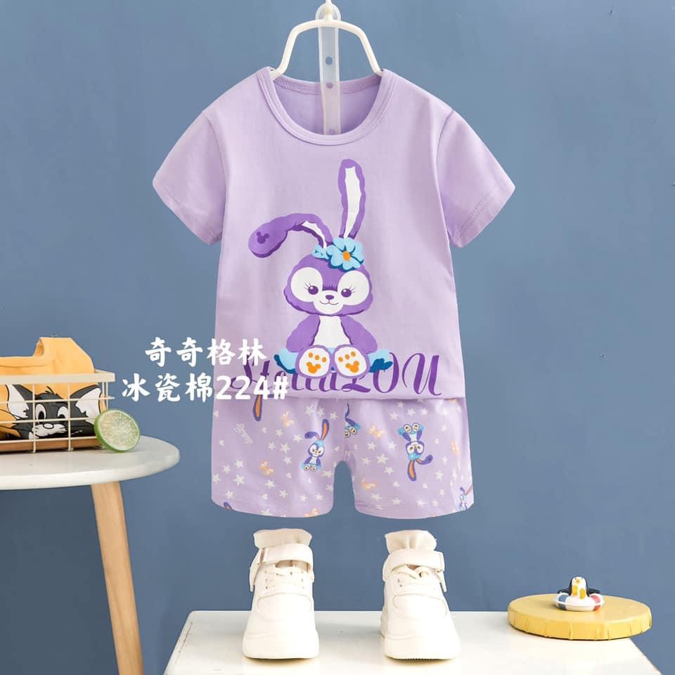 (size nhí)Đồ Bộ Cộc Tay size 1-5tuổi, Đồ Bộ Ngắn Tay Chất Thun Cotton Cho Bé Gái 9-15kg