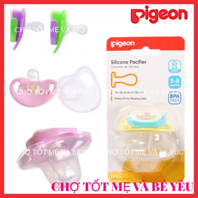 Ty Ngậm Cho Bé , Ty Ngậm Pigeon Silicon Mềm Có Nắp Đậy Step 1,2,3