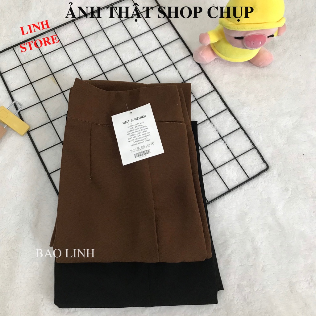 Quần Ống Loe Nữ Cạp Cao Dáng Suông Phối 2 Cúc Chất Liệu Tuyết Mưa  Cao Cấp Không Nhăn Đứng Form Dễ Phối Đồ
