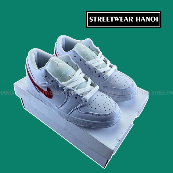 - Giày thể thao cổ thấp màu trắng vẩy đỏ chân bè fit lên 1 size - Phiên bản tiêu chuẩn