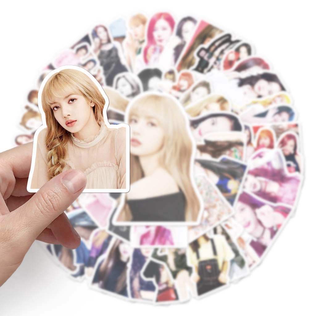 Combo 30 Sticker Chống Nước Decal Dán Điện Thoại Laptop Mũ Bảo Hiểm Vali Guitar Bình Nước Nhóm Nhạc HQ [BLACK PINK]