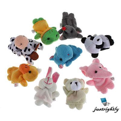 Jry₪Role Play Finger Puppets Cloth Plush Doll Baby Educational Hand Cartoon Animal Toys 10 pcs