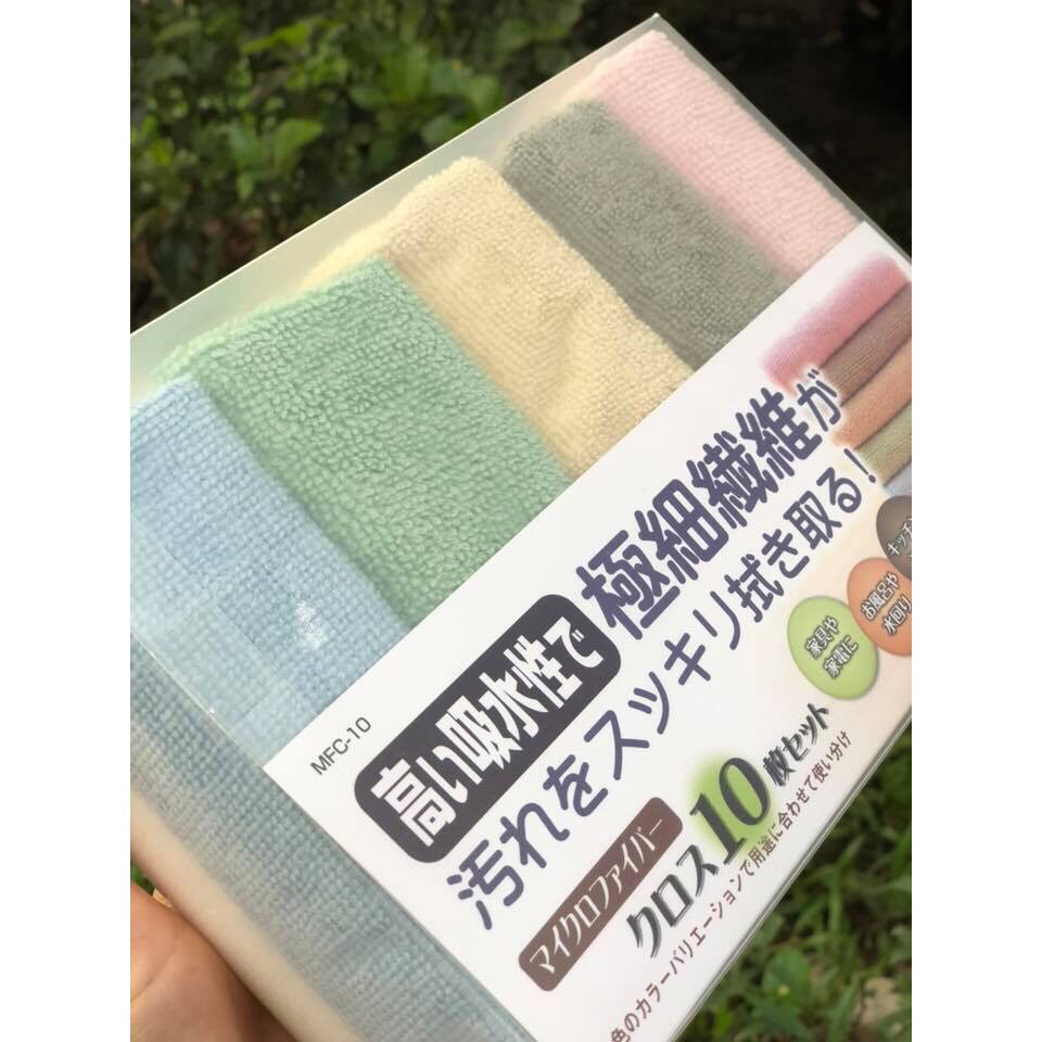 Set 10 khăn lau nhà bếp siêu thấm hút hàng Nhật Bản 30x30cm chất liệu polyester bền bỉ