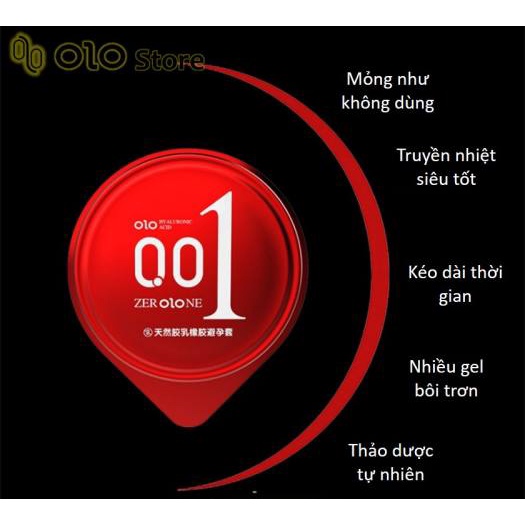 Bao cao su OLO 001 ĐỎ Feeling Ultrathin, bcs siêu mỏng chống xuất tinh sớm kéo dài thời gian