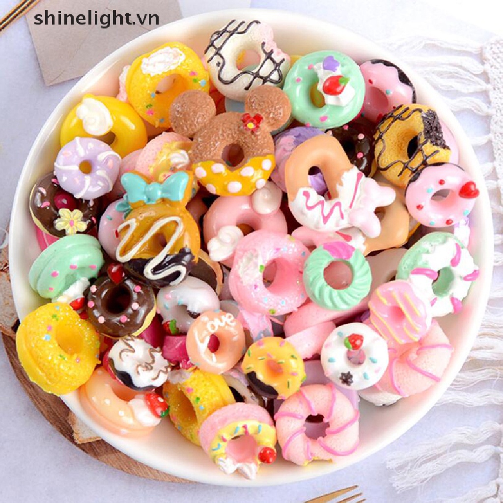 Set 10 Đồ Chơi Làm Bánh Donut / Bánh Donut Bằng Nhựa Resin DIY