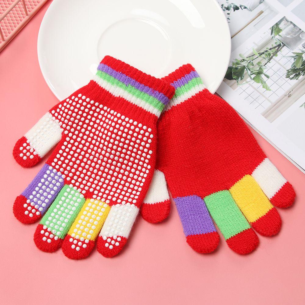 MIHAN1 Hot Non-slip Gloves Magic Anti-slip Rubber Knitted Boy Girl Ski Winter Stretch Warm Kids Children/Multicolor