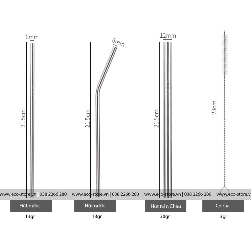 Ống hút Inox nhiều màu đủ Size | Thép Không gỉ, Chính hãng ongtre