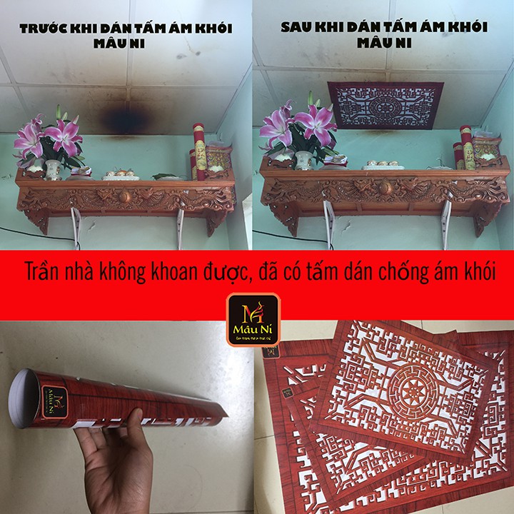 TẤM CHỐNG ÁM KHÓI dán phòng thờ, dán lên trần nhà, không phải khoan, Kích thước 41cm x 61cm [ Đèn thờ cúng ]