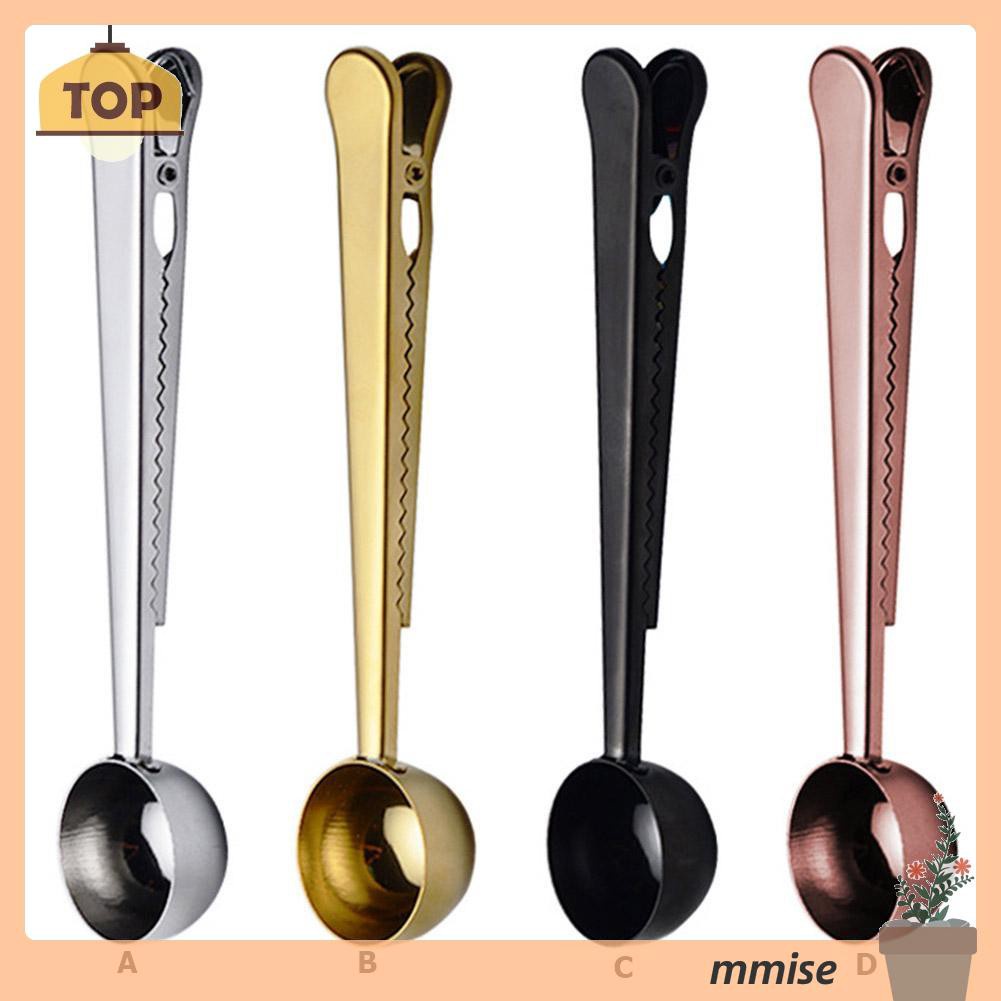 Mmise Tea Coffee Measuring Cup Scoop with Portable Bag Seal Clip Kitchen Supplies