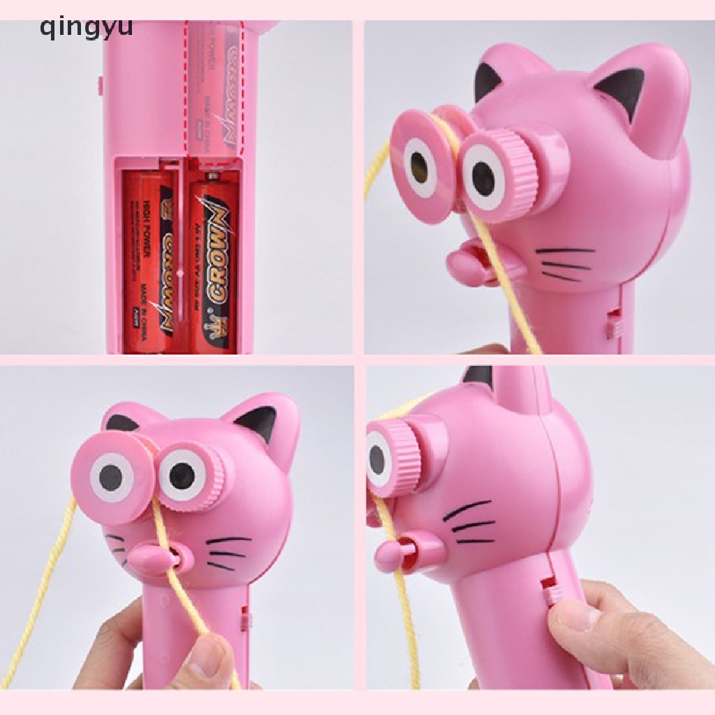 qingyu ZipString Rope Launcher Propeller Toys Cute Cat String Controller Rope Flying PLI